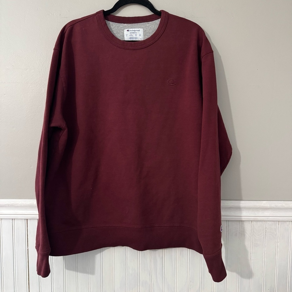 Champion Sweatshirt Men's Size XL Maroon Crew Neck Fleece Lined 50/50 Pullover